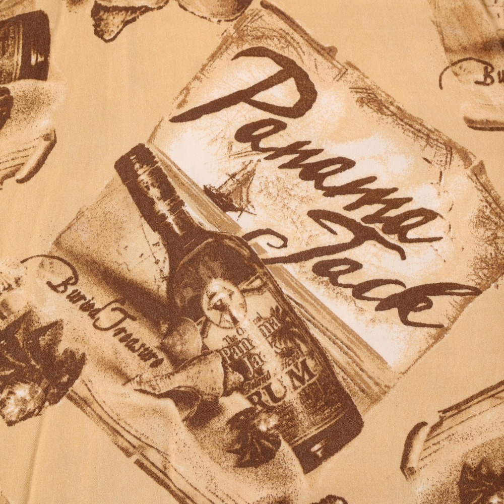 Panama Jack Mens 3XL Rayon Hawaiian Shirt Tan Rum Bottle Buried Treasure Print - Picture 4 of 6